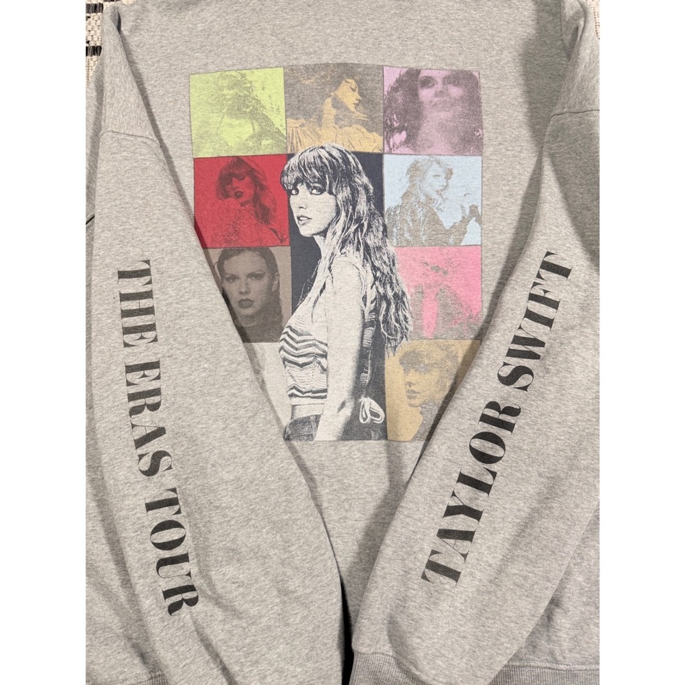 Taylor Swift The Eras Tour Quarter Zip Gray Pullover Sweatshirt 2XL Graphic Back